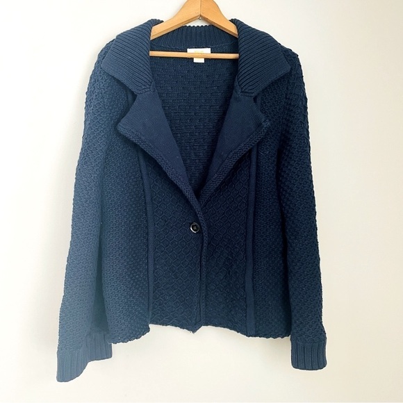 Anthropologie Maeve Navy Blue One Button Cardigan Sweater Large - Picture 1 of 7